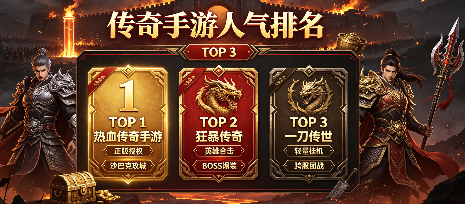 人气榜排名前三的传奇手游